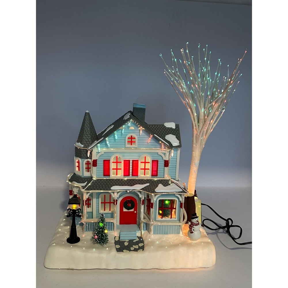 Vintage 2001 Avon Holiday Splendor Lighted Fiber Optic House W/ Box
